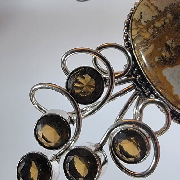 Picture Jasper Pendant – With Smoky Quartz Accent + 20" Silver Snake Chain - Picture 10 of 10